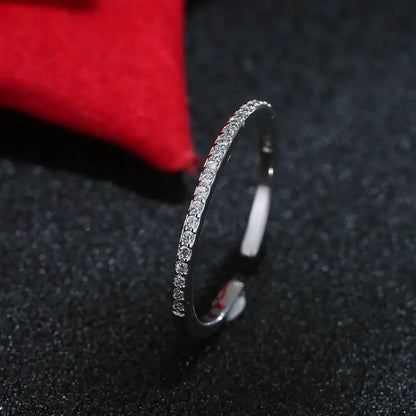 925 sterling silver fine row diamond ring