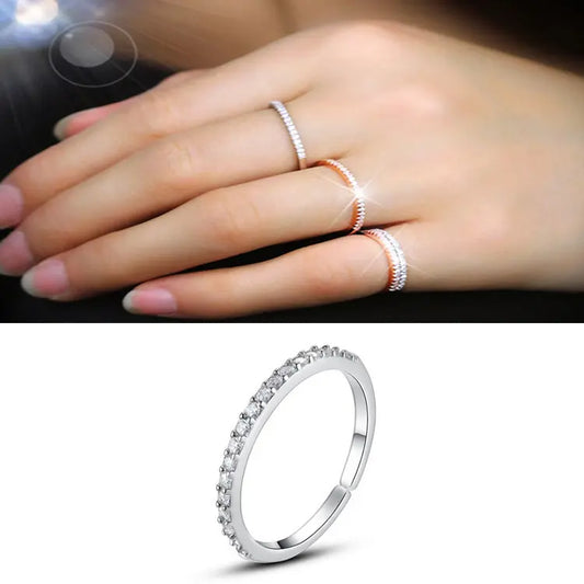 925 sterling silver fine row diamond ring